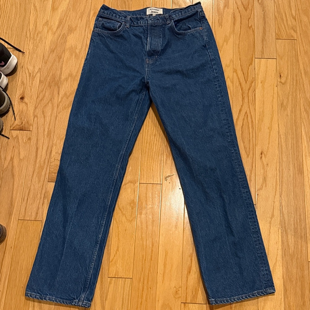Reformation Women's Straight Leg Jeans in Dark Blue Denim